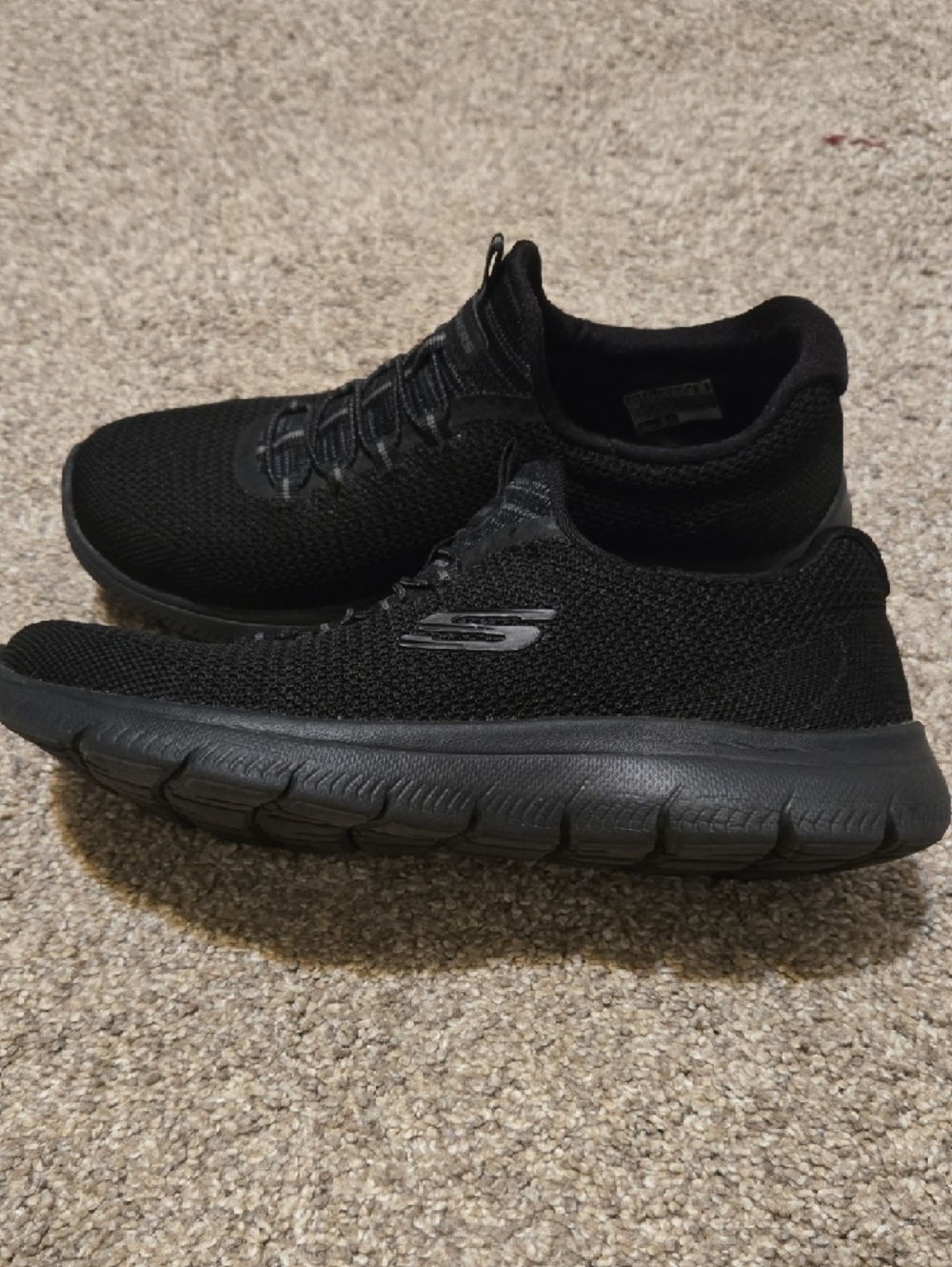 Skechers Black Knit Slip-On Athletic Sneakers with Gray Accent - Picture 4 of 4